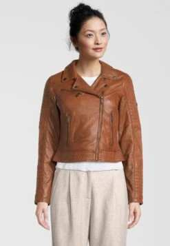 H.I.S Leren Jassen Tussenjas Dames Cognac -Kledingwinkel 02c60e29db14dd480ed04cd902179a1f