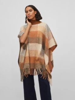 Vila Ponchos & Kimonos Cape Faelyn Dames Karamel / Lichtbruin / Donkerbruin -Kledingwinkel 02d15d10a5dd879b55a7eafccb2a2d2a