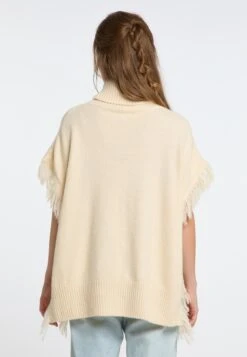 IZIA Ponchos & Kimonos Cape Dames Crème -Kledingwinkel 13914cd1cf14a9c62e83fad947b98a9a