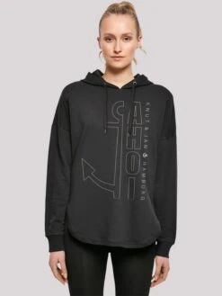 F4NT4STIC Hoodies Trui Ahoi Anker Outlines Knut & Jan Hamburg Dames Zwart -Kledingwinkel 18ad717884e6790c5c361047bc7224d5