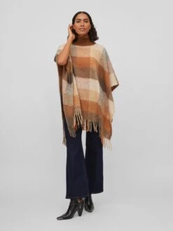 Vila Ponchos & Kimonos Cape Faelyn Dames Karamel / Lichtbruin / Donkerbruin -Kledingwinkel 2aa552ef142afb374573b980ef37d7c3