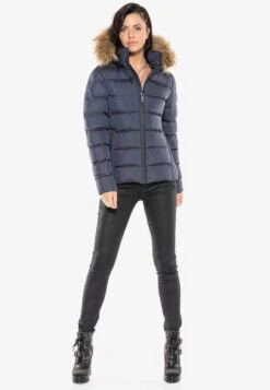 Cipo & Baxx Winterjassen Winterjas Dames Donkerblauw -Kledingwinkel 50d371f76f817499eea1a68030dae827