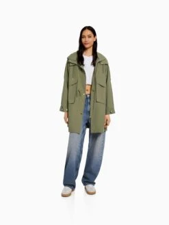 BERSHKA Parkas Tussenparka Dames Groen -Kledingwinkel 5661ab1c11b992f53b499b75e79850f7