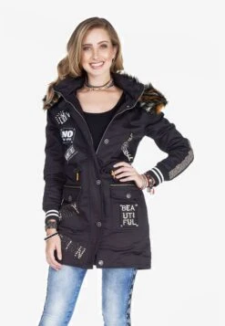 Cipo & Baxx Parkas Tussenparka Monarch Dames Zwart -Kledingwinkel 5828db7b885d2f4ce1c22e99b7f99c30