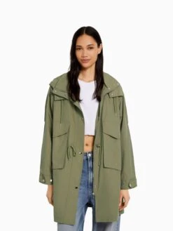 BERSHKA Parkas Tussenparka Dames Groen -Kledingwinkel 6566209632f44c6ae891b1fb1dd8562c