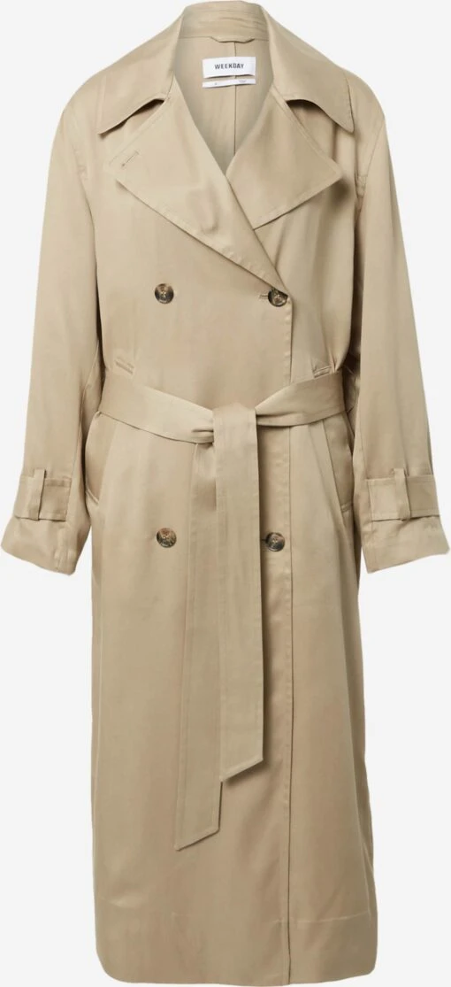 WEEKDAY Trenchcoats Tussenmantel Evelyn Dames Beige -Kledingwinkel 6ccf406357bb1d48223e42b1bc48d3bf scaled