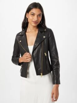 AllSaints Leren Jassen Tussenjas DALBY Dames Zwart -Kledingwinkel 6eb22977273f724a33c9f00bcd786bec