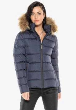 Cipo & Baxx Winterjassen Winterjas Dames Donkerblauw -Kledingwinkel 933670e27a56fff25c5fb409cb4f5107