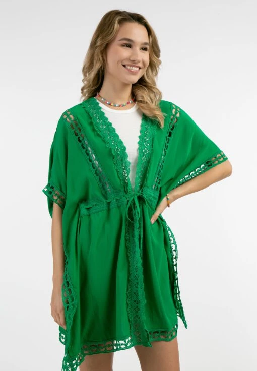 IZIA Ponchos & Kimonos Kimono Dames Groen -Kledingwinkel b553675c7be9e53f6bf2bfcb12fa476a scaled