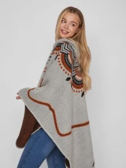 Vila Ponchos & Kimonos Cape Dames Lichtgrijs -Kledingwinkel c378b75028da1d737e70f65275b09047