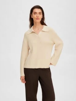 Selected Femme Basic Truien Trui Hilma Dames Beige -Kledingwinkel cfd1f5803830a615d8d7f24b1e2d4820