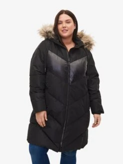 Zizzi Winterjassen Winterjas Luna Dames Zwart -Kledingwinkel e03433c895b591b36d4277c320dcd32a