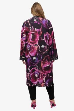 Ulla Popken Ponchos & Kimonos Kimono Dames Pink / Zwart -Kledingwinkel efe65429ab2da757bae7d3f23b53fe98