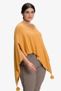 Ulla Popken Ponchos & Kimonos Cape Dames Honing -Kledingwinkel f6a491bec5aa423949b621567feb1ed8